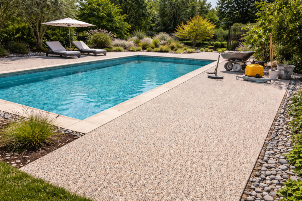 Béton désactivé abords de piscine Tarn Albi DCMEV